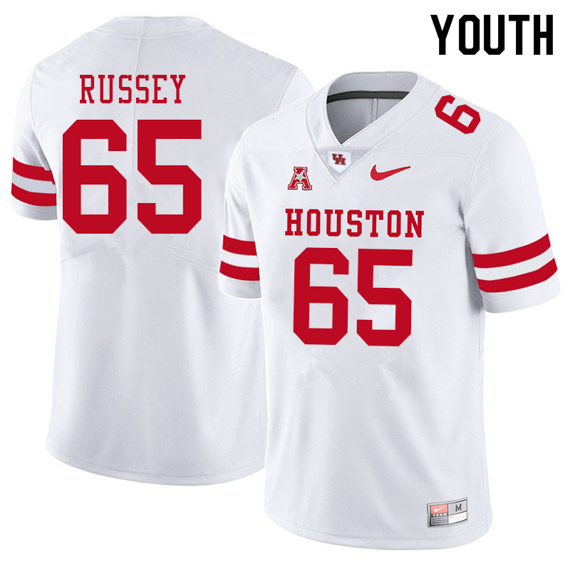 Youth #65 Kody Russey Houston Cougars College Football Jerseys Sale-White - Click Image to Close